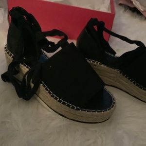 Shoe dazzle Brandi black wedges. Size 6.5